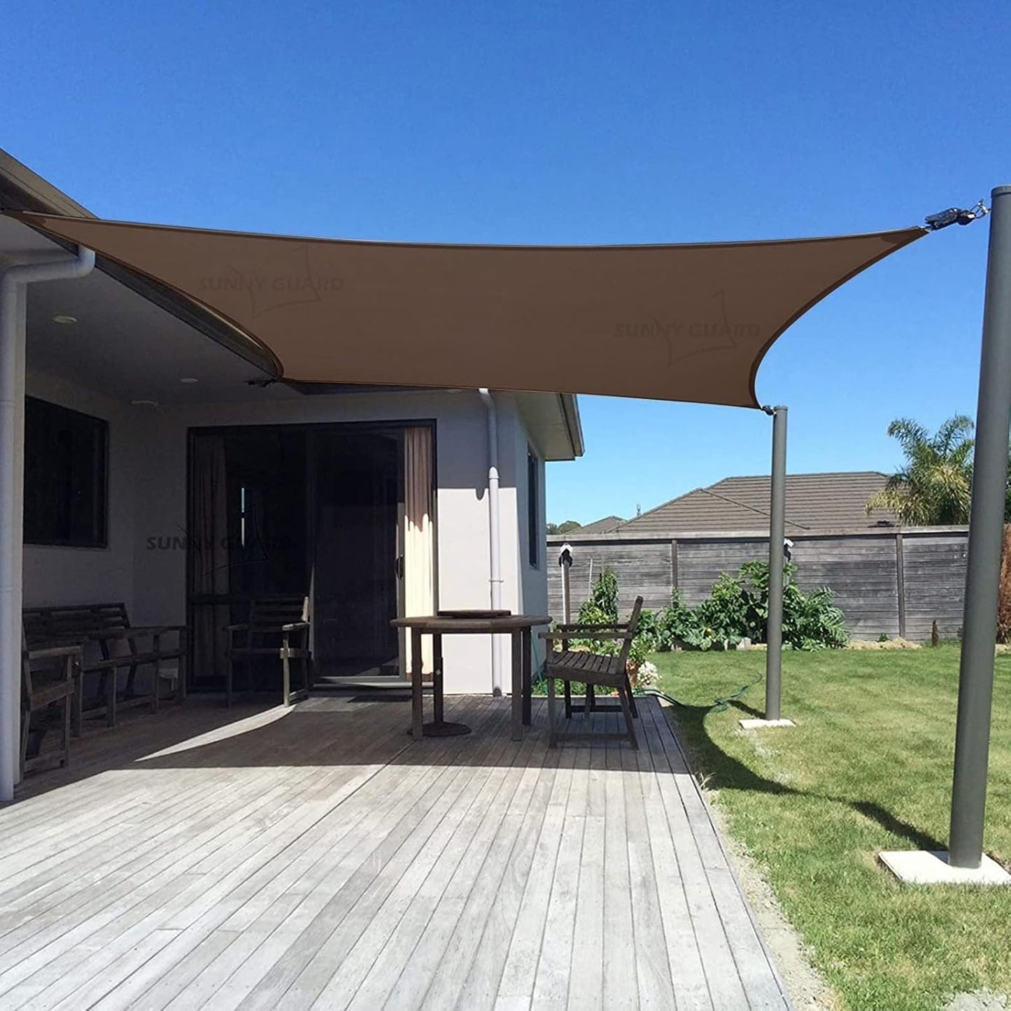 SUNNY GUARD Sun Shade Sail 10ft X 20ft Rectangle for Outdoor Use