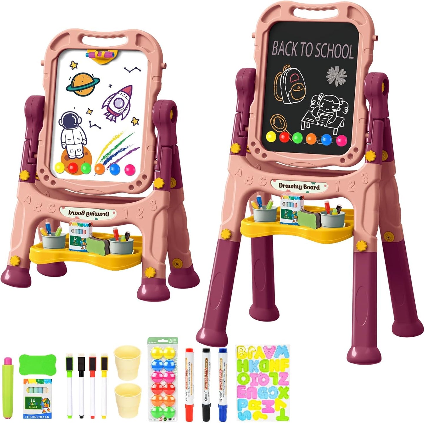 Kids Art Easel with Adjustable Drawing Board for Creative Fun