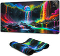 Large Fantasy Waterfall Gaming Mouse Pad - Blacklight Glow Desk Mat