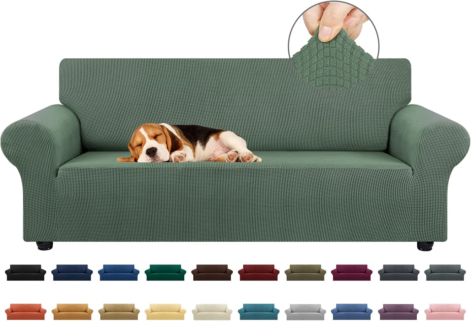 KEKUOU Stretch Sofa Cover Slipcover for 3 Cushion Couch