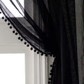 Linen Style Sheer Curtains with Pom Pom Tassels for Living Room Decor