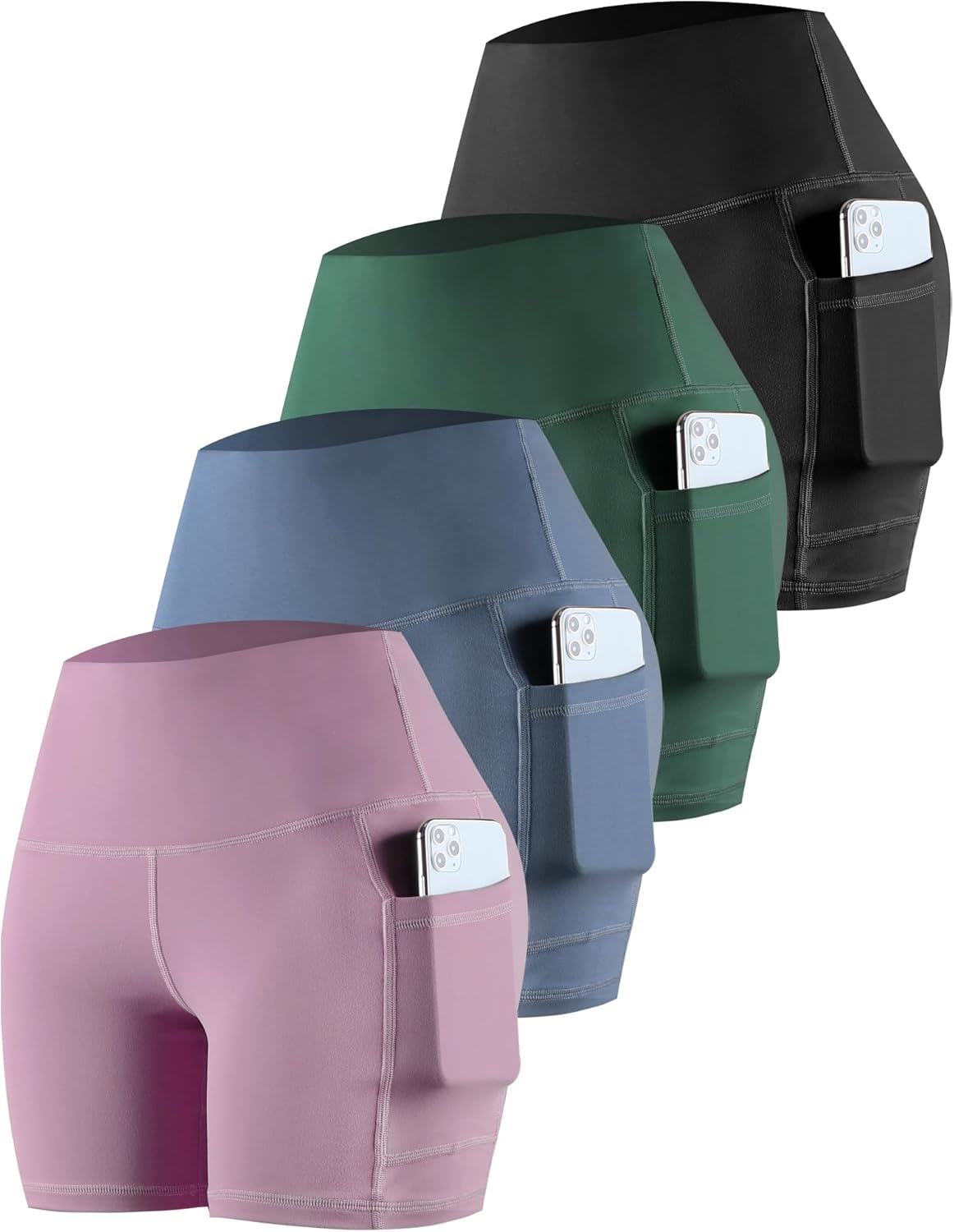 CHRLEISURE Womens Biker Yoga Shorts with Pockets for Comfort