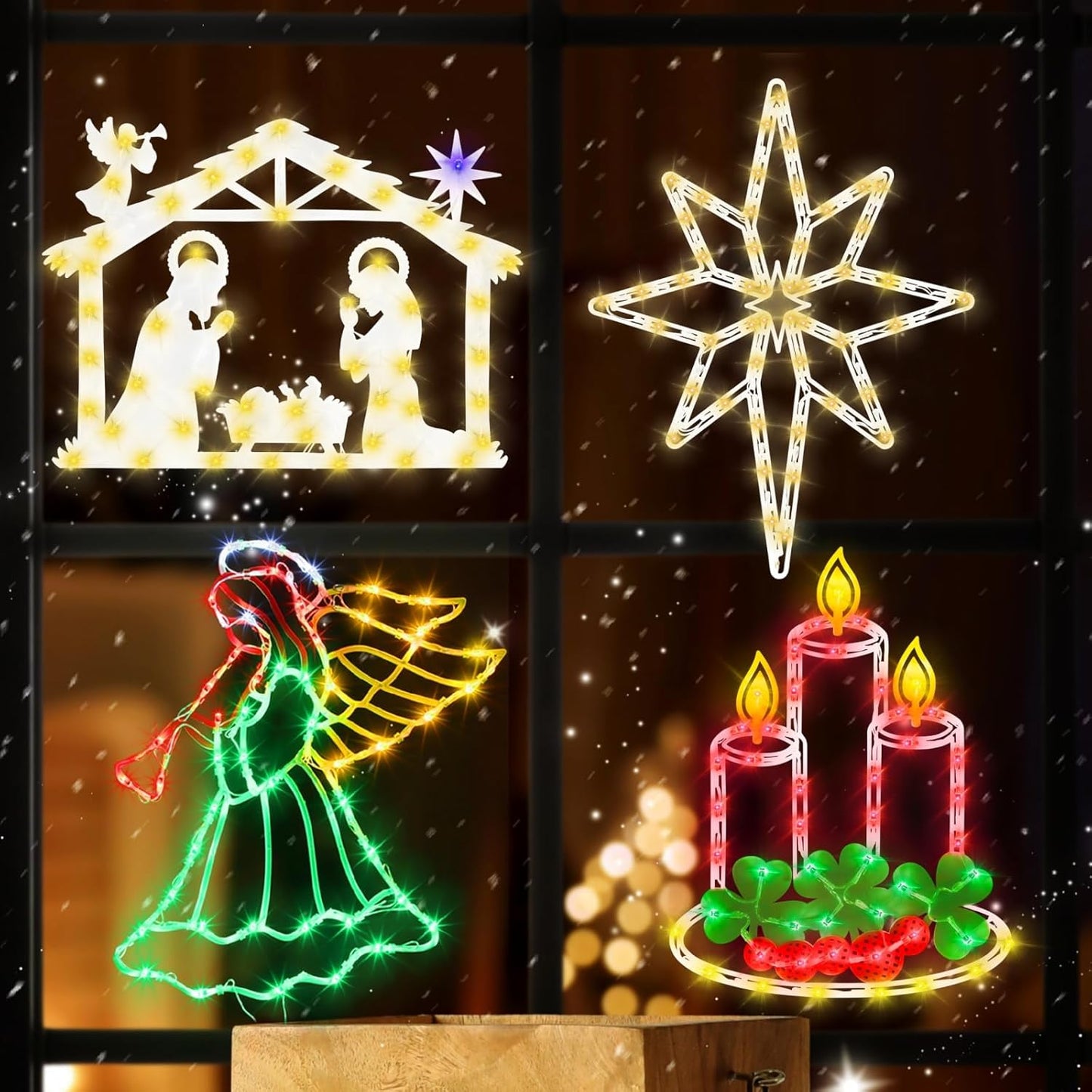 16in Christmas Window Silhouette Lights for Holiday Decor