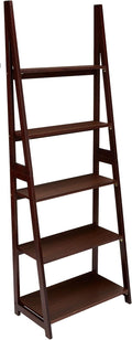 Ladder Bookshelf Organizer 5-Shelf Espresso - Space-Saving Display