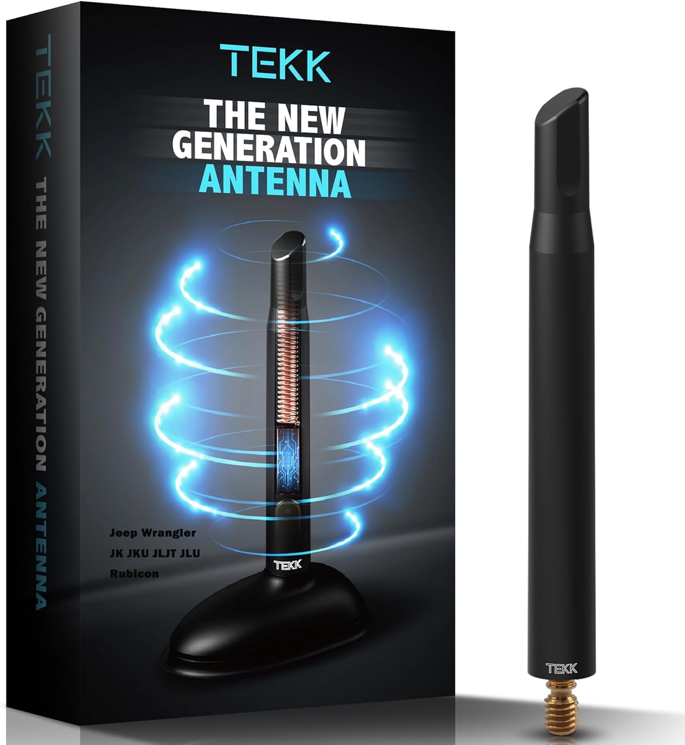 Tekk Short Antenna for Jeep Wrangler Optimized FM/AM Reception