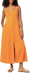 The Drop Blanca Linen Button-Front V-Neck Maxi Dress - Timeless Summer