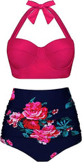 Women Vintage Polka Dot High Waisted Bikini Set - Retro Shape