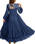 Boho Girls Backless Lace Tiered Ruffle Maxi Dress - Elegant Fit