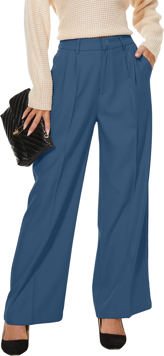 Women Office Wide High Waist Pants for Work and Casual Wear