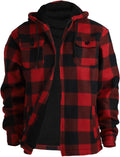 Mens Heavy Thick Flannel Plaid Jacket Sherpa Lined - Warm Winter Zip