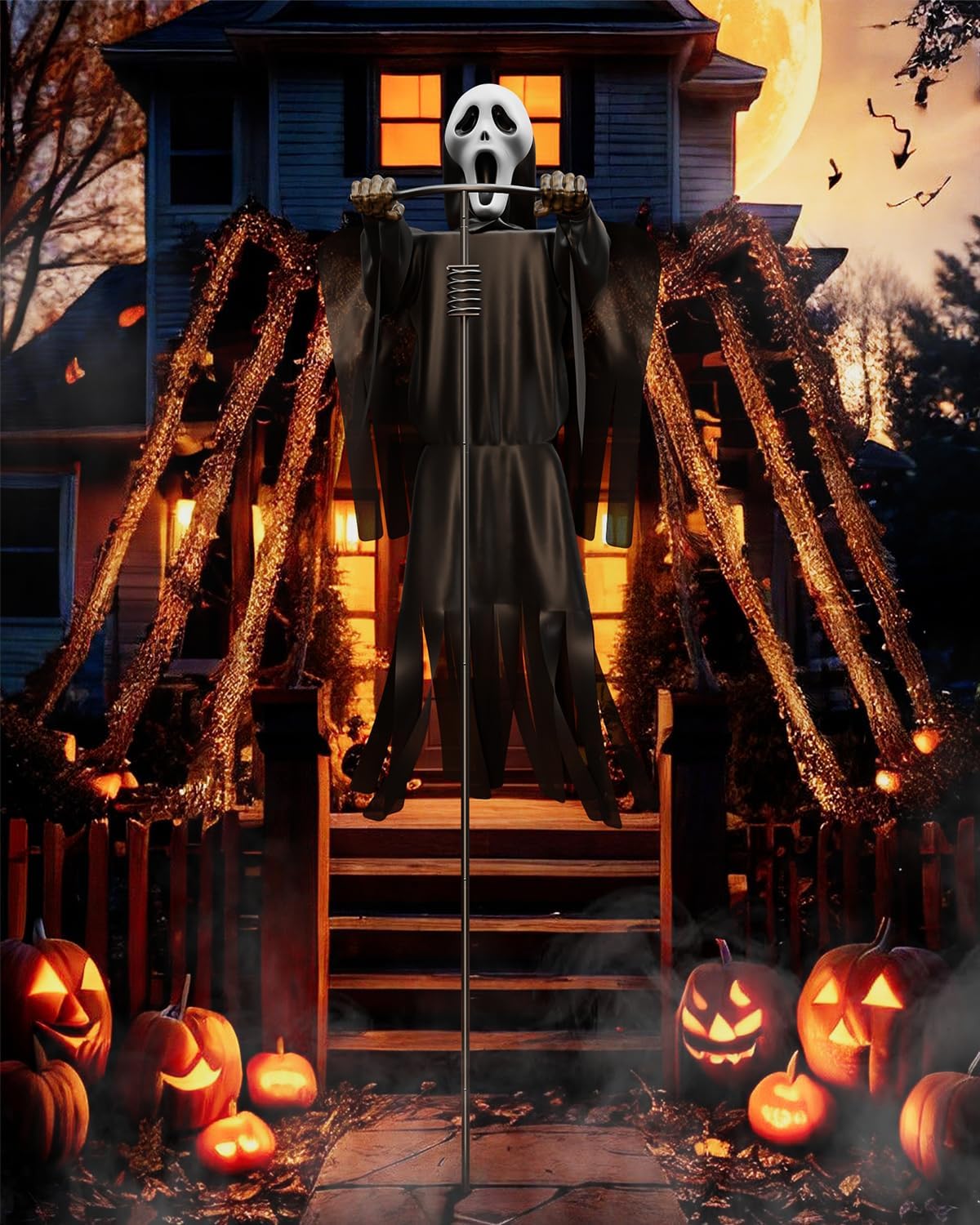 COOLWUFAN Halloween Flying Scarecrow Ghost for Spooky Decor
