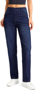 Rammus Straight Leg Jeans for Women - Stretchy Pull On High Waist