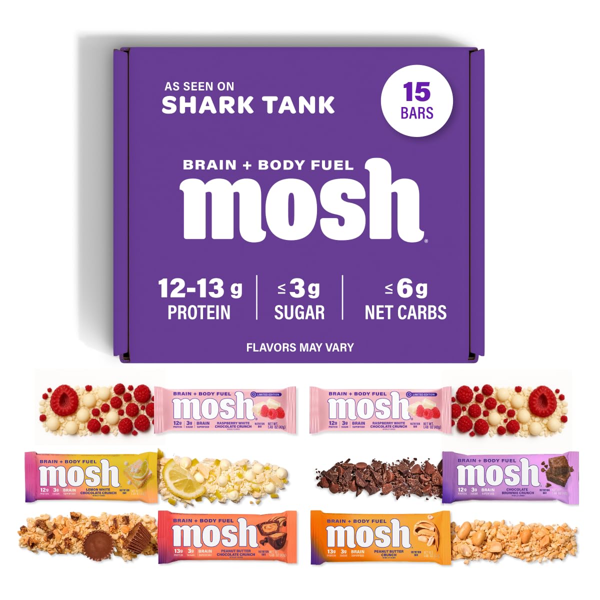 MOSH Variety Pack Keto Protein Bars for Brain Health and Energy