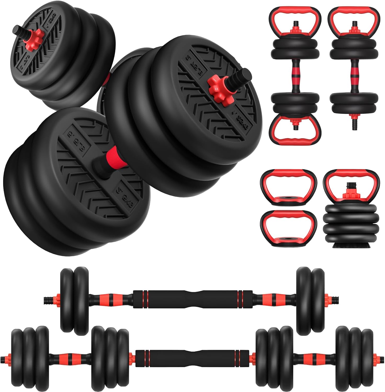 Adjustable Dumbbell Set for Home Gym - 4-in-1 Free Weights