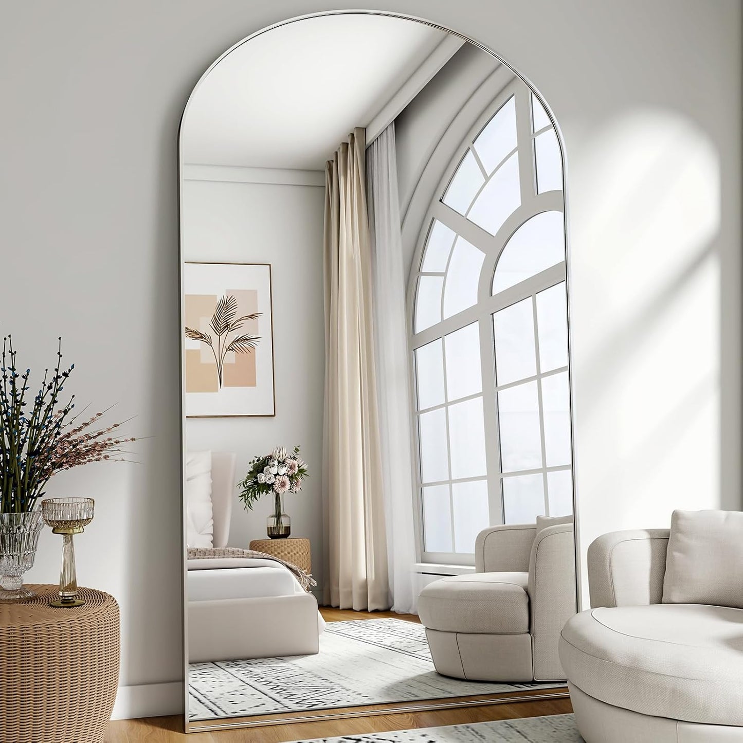 Oversized Full-Body Mirror with Arched Design for Any Space