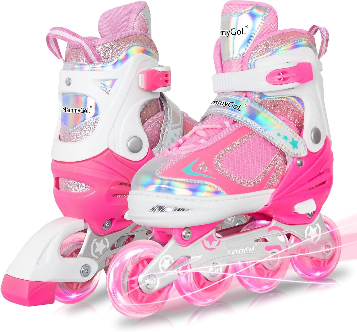 MammyGol Adjustable Inline Skates for Kids with Light Up Wheels
