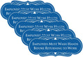 Employees Must Wash Hands Sign Blue Small 5 Pack - Durable Plastic