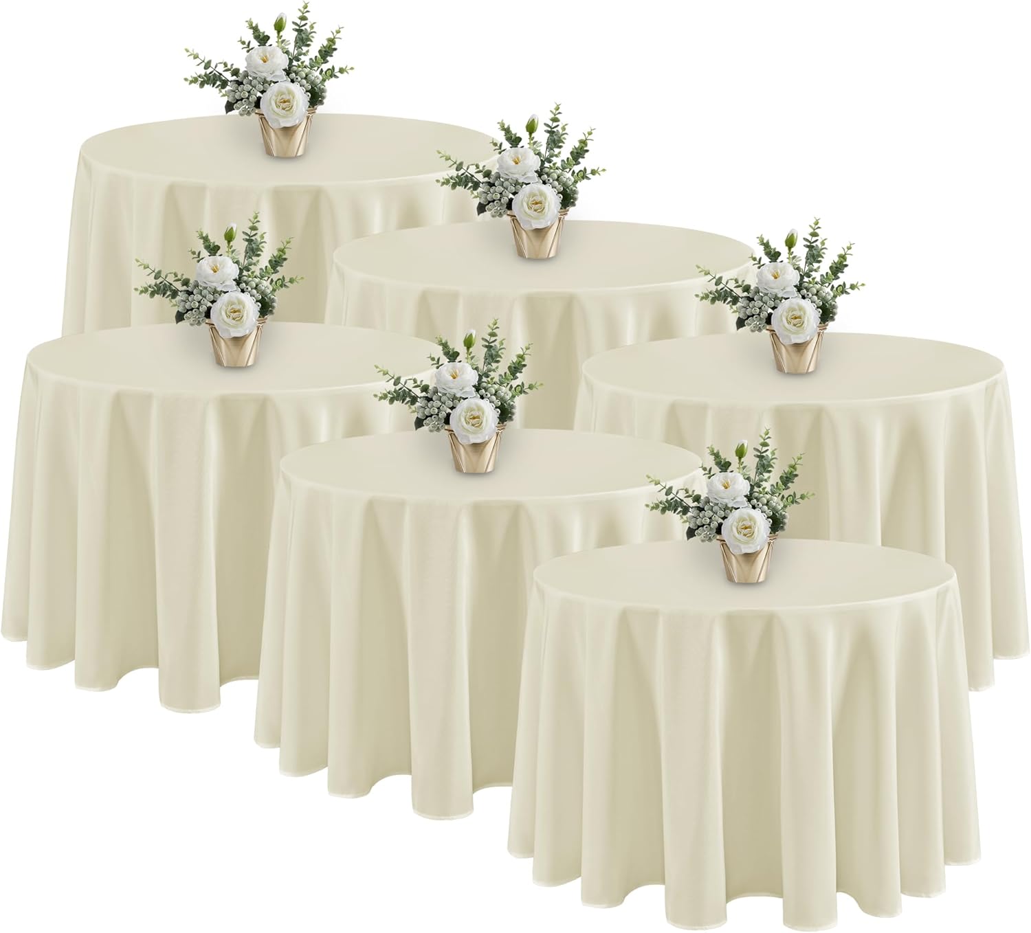 Fitable 6 Pack Ivory Round Tablecloths - Perfect for Events