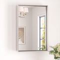 Brushed Nickel Rectangular Bathroom Mirror 16 x 24 in - Modern Metal