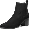 DREAM PAIRS Retro Elastic Chelsea Ankle Boots - Comfortable Low Block