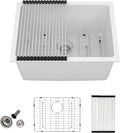 24 Undermount Laundry Sink 24x18 White Granite Composite - Deep