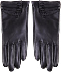Nappaglo Nappa Leather Gloves Warm Lining Winter Button Decoration