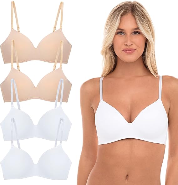 4 Pack Wirefree Bra - Women's Flexible Soft Foam Wireless T Shirt