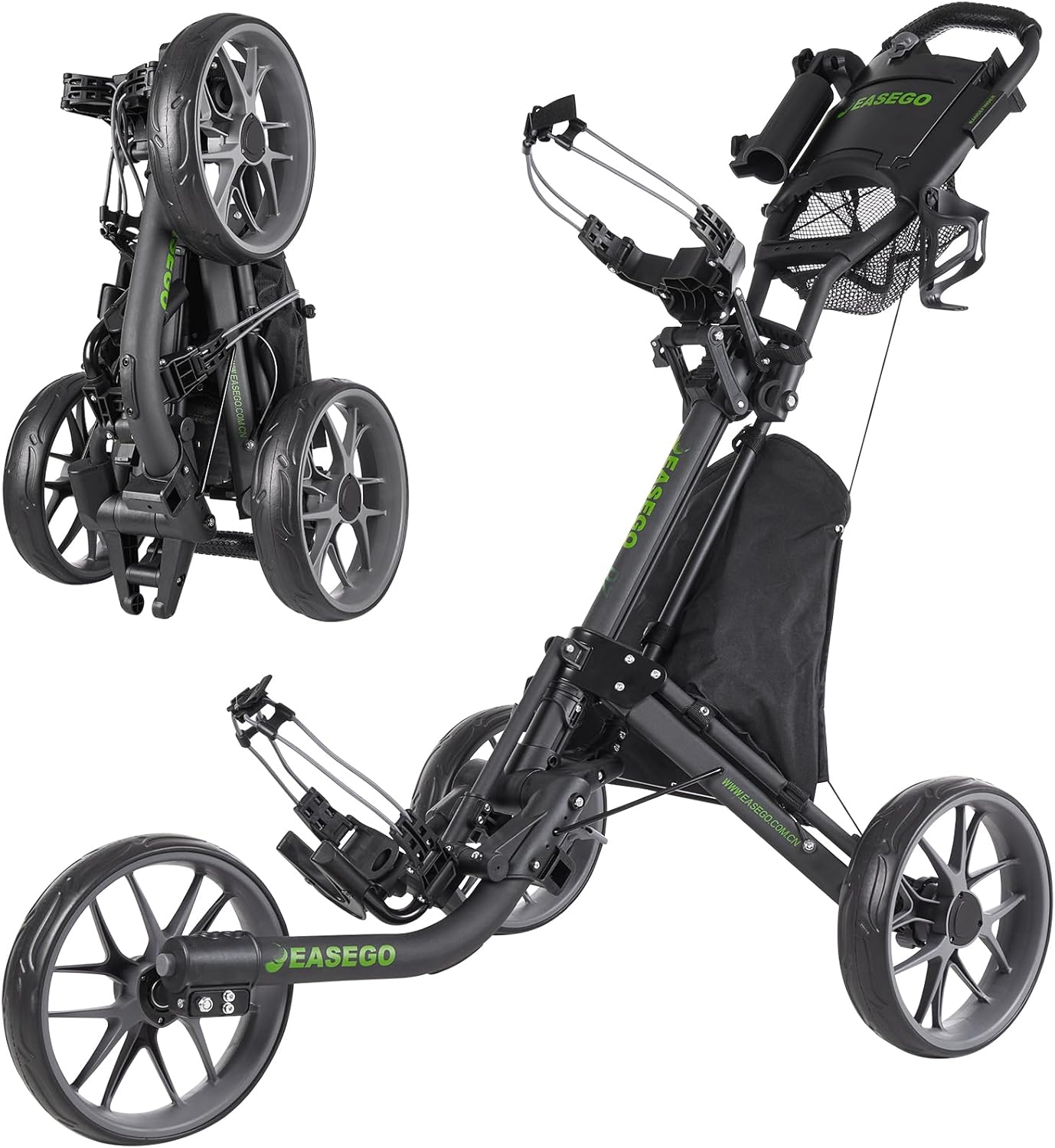 EASEGO 3-Wheel Golf Push Cart: Quick Fold, All-Terrain Performance!