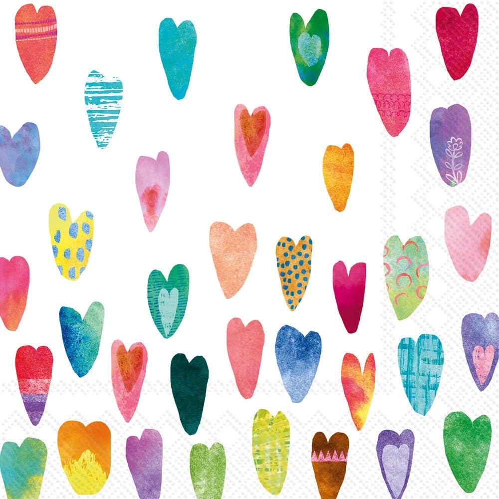 Rainbow Hearts Cocktail Napkins - 3-Ply Quality