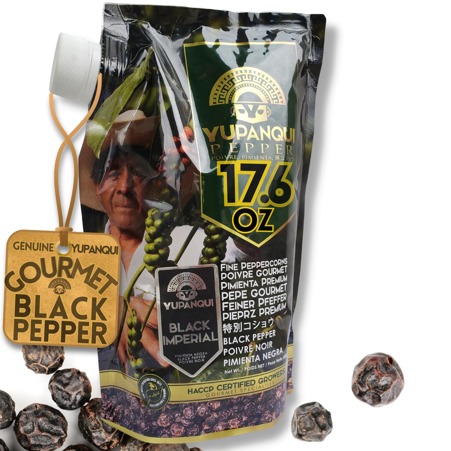 YUPANQUI Organic Black Peppercorns for Grinder Refill 17.6oz