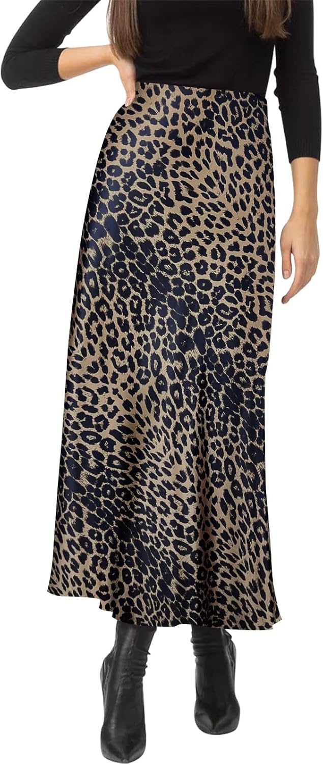 Women's Satin Silky High Waist Maxi Skirt for Elegant Style