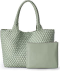 Woven Shoulder Bag for Women - Stylish Vegan Leather Tote