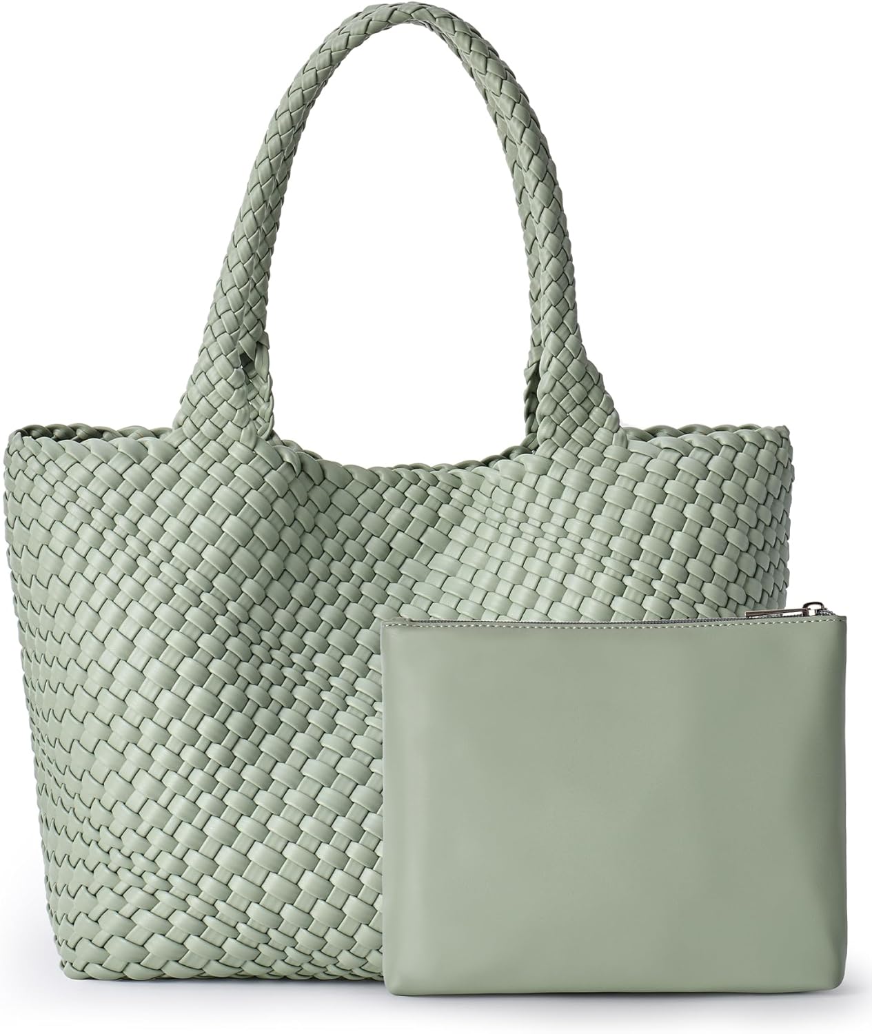 Woven Shoulder Bag for Women - Stylish Vegan Leather Tote