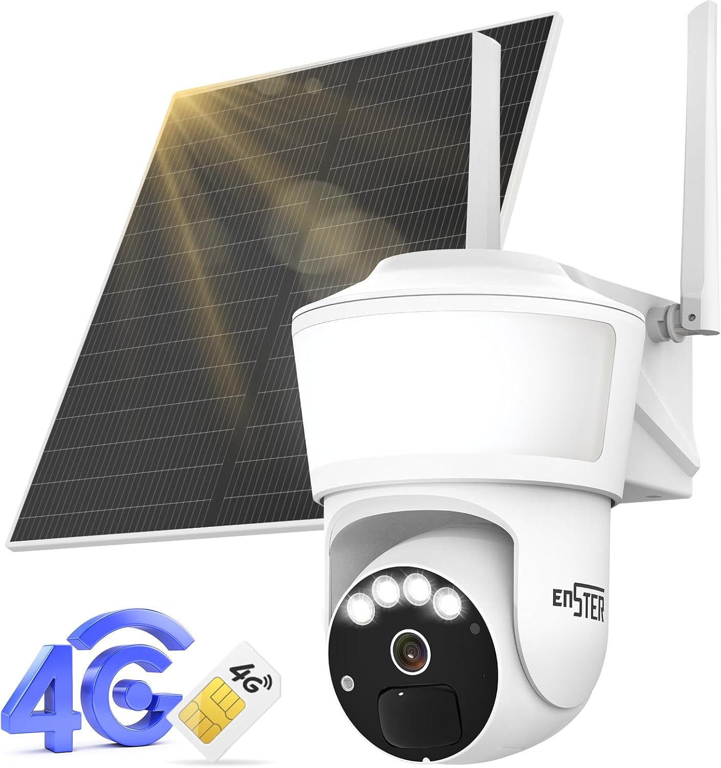 ENSTER 4G LTE Cellular Solar Security Camera with Night Vision