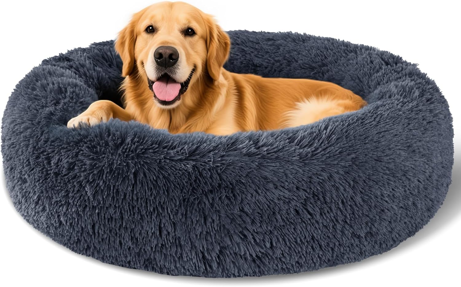 Dog Calming Beds for Medium Large Dogs - Cozy Faux Fur Bed