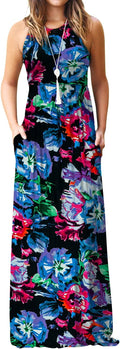 Women's Sleeveless Maxi Dress with Pockets - Soft Racerback Comfort