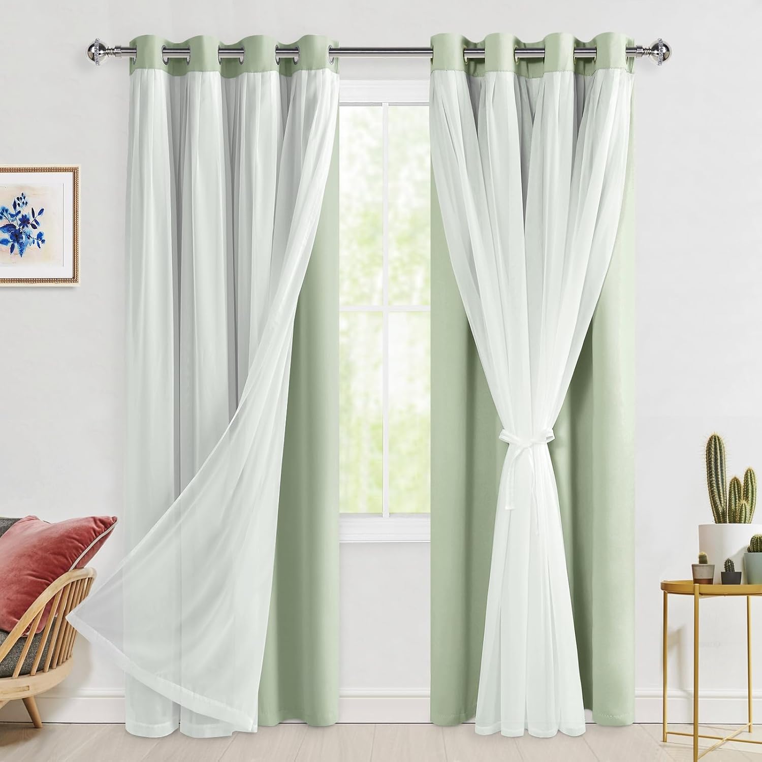 Hiasan Blackout Curtains with Sheer Overlay for Elegant Rooms