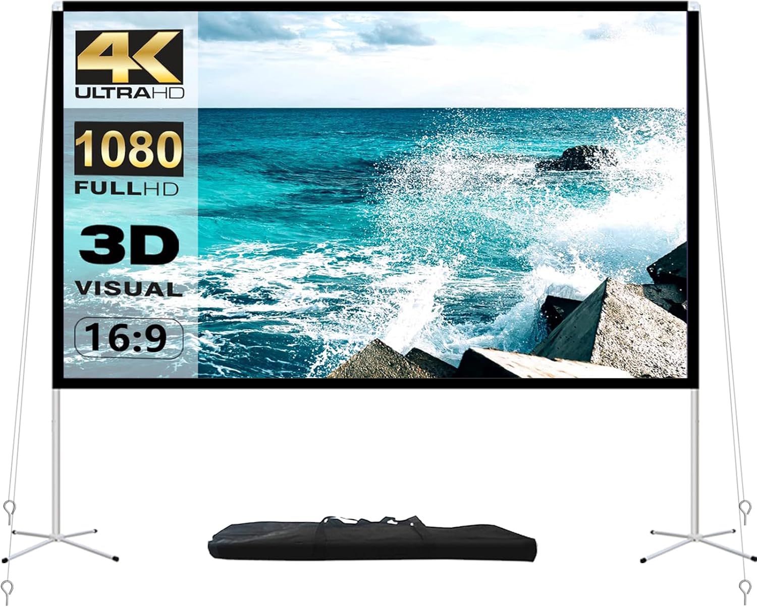 100 Inch Portable Outdoor Projection Screen: Crisp 4K HD Viewing