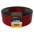 GS Power 8 AWG Automotive Wire 50 ft Red & Black - Durable 12V Wiring