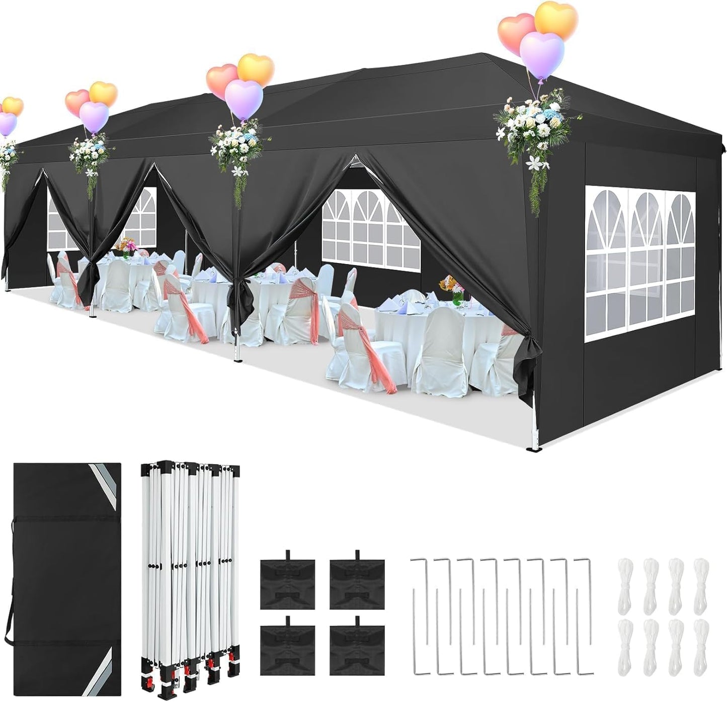 10x30 Pop Up Canopy Tent with Sidewalls for Outdoor Events