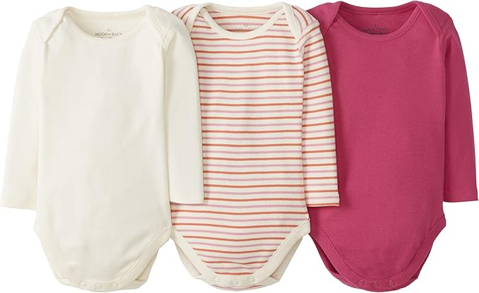 Moon and Back Boys' Long Sleeve Bodysuit 3 Pack for Comfort
