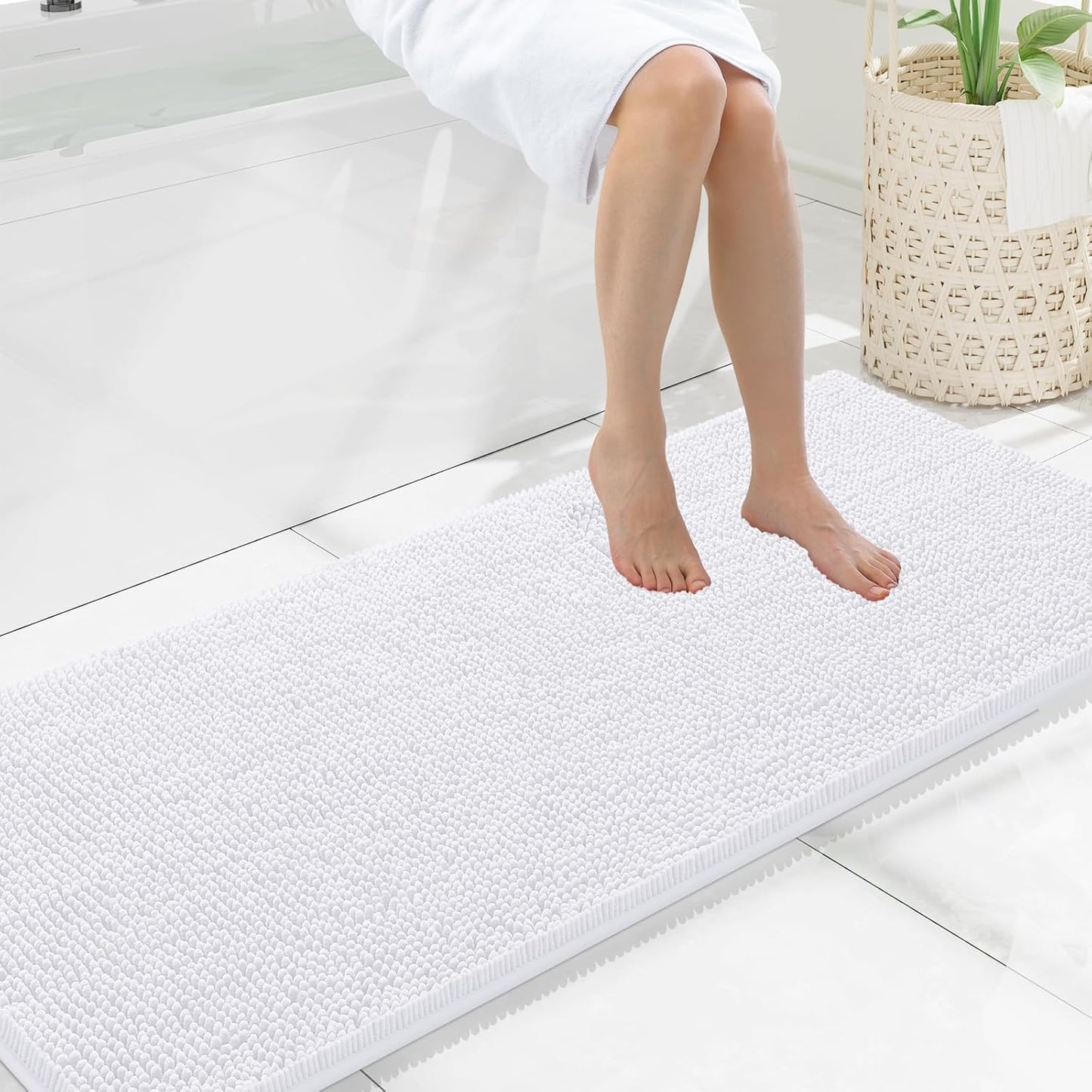 Smiry Luxury Chenille Bathroom Rugs 59x20 for Soft Comfort