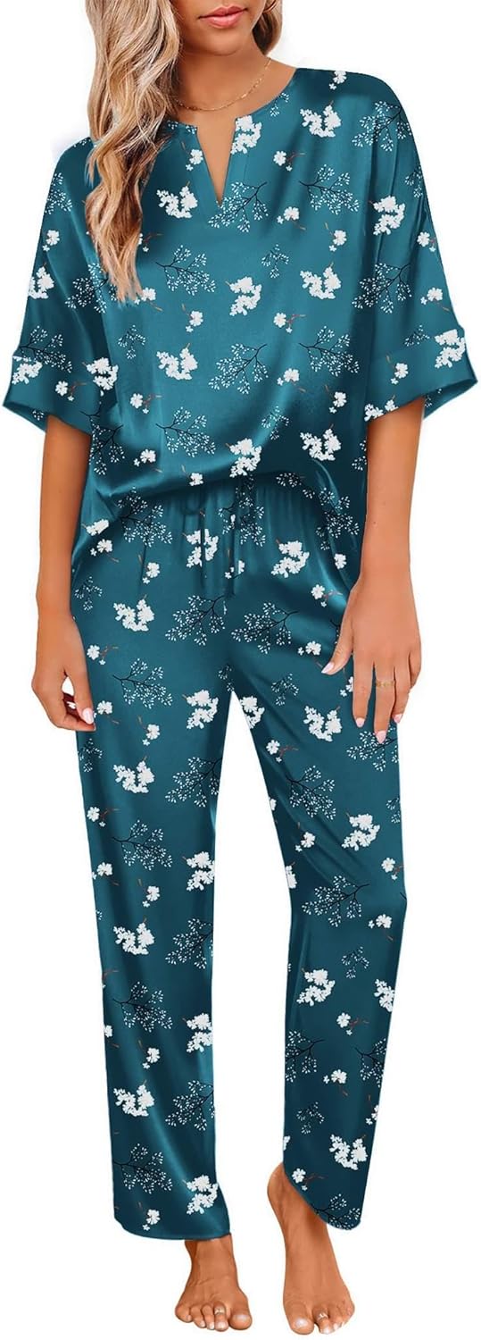 Ekouaer Satin Pajama Set for Women - Luxurious Silk Loungewear