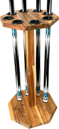 Freestanding Billiard Cue Rack Floor Stand for 8 Cues - Solid Wood