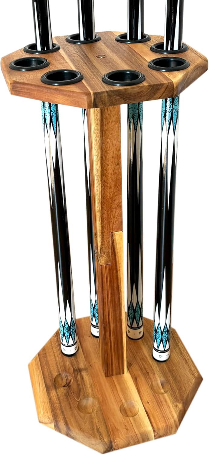 Freestanding Billiard Cue Rack for 8 Cues - Elegant Wooden Holder