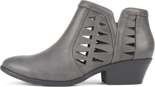 Soda CHANCE Womens Perforated Cut Out Block Heel Ankle Booties