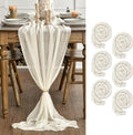 Boho Beige Gauze 120 in Table Runner - Pack of 6, Soft Durable Decor