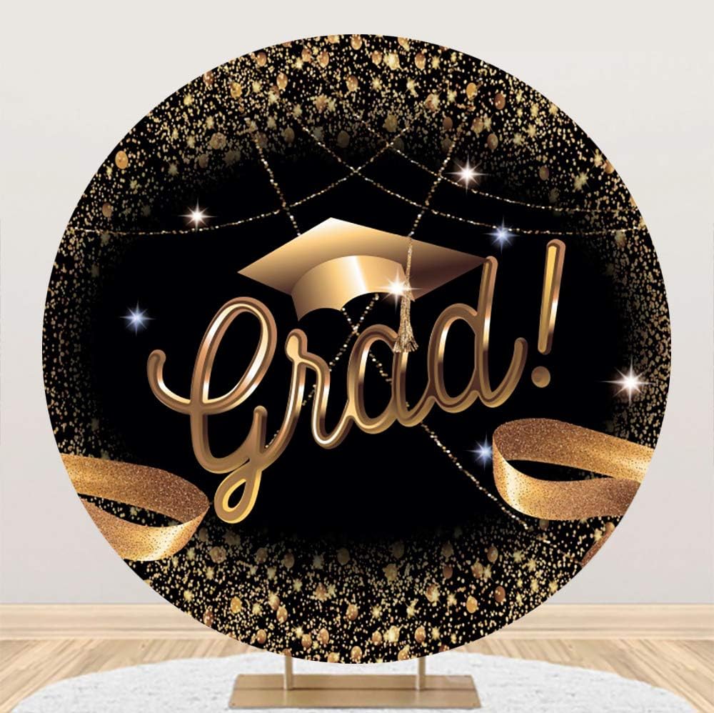 DASHAN 7.2ft Grad Round Backdrop Cover for Graduation Photos