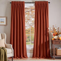 Lazzzy Rust Red Velvet Blackout Curtains 102 in - Luxury Thermal