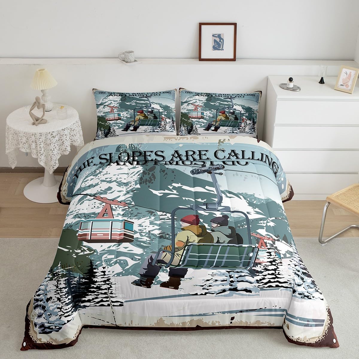 Winter Ski Mountain Comforter Set - Cozy Outdoor Theme